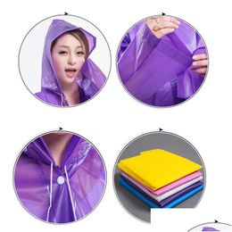 Regenjassen Capuchon Eva Regenjas Uni Waterdichte Poncho Lang Winddicht Outdoor Wandelen Transparante Regenjas Mode Draagbare Regenkleding Dr Dhtcv