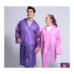 Raincoats à capuche épaissir poncho imperméable femmes hommes manteau de pluie long vent extérieur imperméable transparent mode portable vêtements de pluie VT1 Dhtju