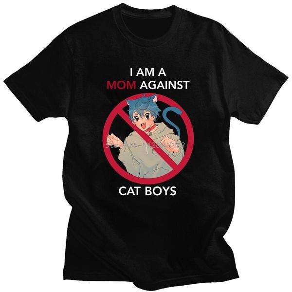 Chubasqueros Soy una mamá contra los gatos, camiseta divertida para niños, Anime japonés, camisetas clásicas novedosas para adultos, pantalón corto informal, camiseta holgada de manga para hombres