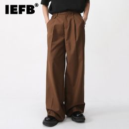 Плащи Iefb Мужская одежда Весенние новые повседневные брюки Свободные прямые корейские модные простые брюки 2023 Сплошной цвет Сплошной цвет Мужские брюки 9a6959