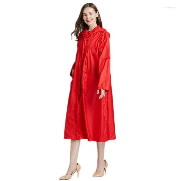 Imperméables allonger femmes rouge noir imperméable mince Poncho dames imperméable longue respirante hommes veste de pluie adultes coupe-vent