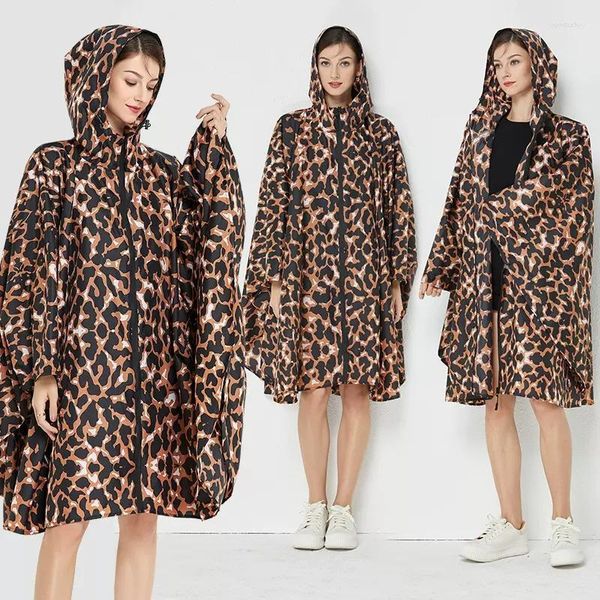 Chubasqueros con estampado de leopardo para Mujer, ropa impermeable para la lluvia, gabardina, Poncho, capa, Chubasqueros para Mujer