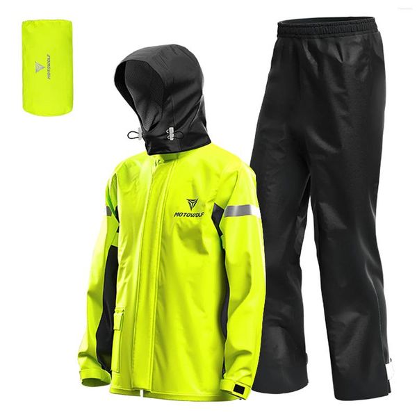 Raircoats hombres motocicleta traje de lluvia al aire libre chaqueta y pantalones impermeables al aire libre en bicicleta para montar en bicicleta para acampar caminata