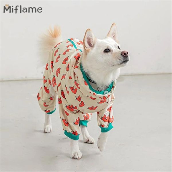 Miflame Chiens à capuche imperméable Style coréen Costume pour animaux de compagnie dessin animé moyen grand chiens vêtements Satsuma Labrador imperméable tenue de chiot