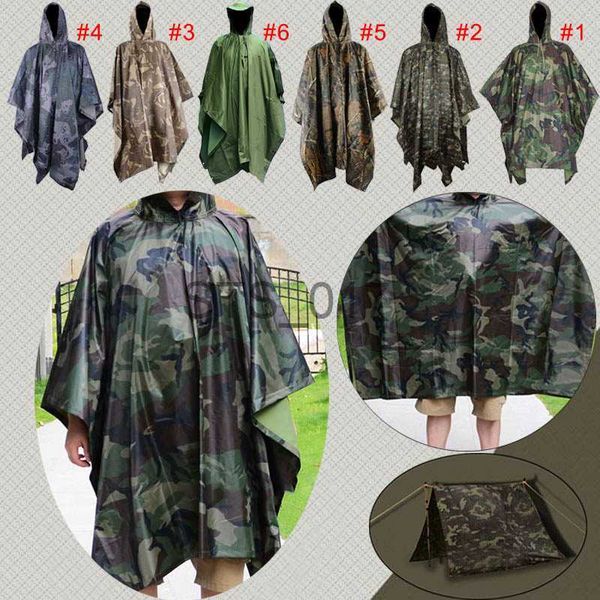 Impermeables multifunción militar impermeable Camo impermeable hombres mujeres lluvia Poncho para acampar pesca motocicleta x0724