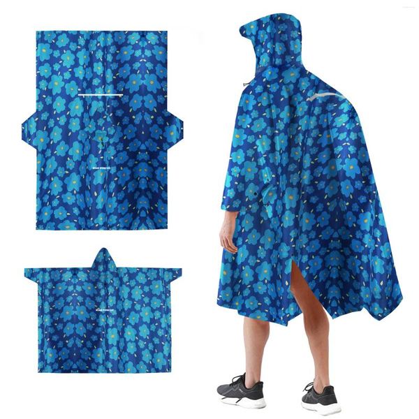 Impermeables multiusos con capucha impermeable impermeable poncho al aire libre senderismo tienda portátil estera cubierta de lluvia poliéster