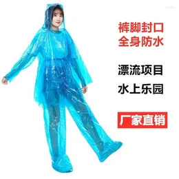 Imperméables une pièce fendue jetable épaissie imperméable pantalon de pluie adulte Rafting extérieur poussière et imperméable Poncho