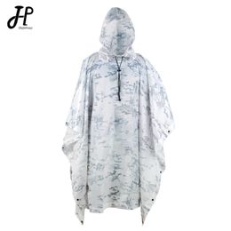 Regenjassen Buiten Hooded Ademend regenkleding Camo Poncho Army Tactical Raincoat Camping Hiking Hiking Hunting Birdwatching Suite Travel Rain Gears 230812