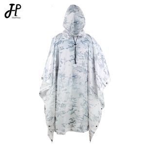 Regenjassen Outdoor Hooded Ademende Regenkleding Camo Poncho Leger Tactische Regenjas Kamperen Wandelen Jagen Birdwatching Suit Travel Rain Gears 230621