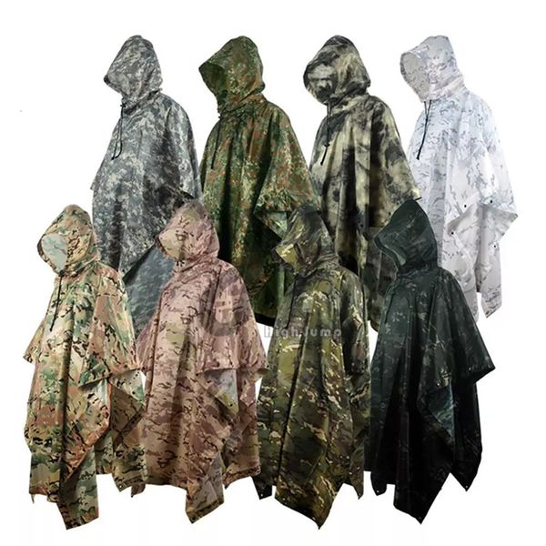 Imperméables En Plein Air Militaire Poncho 210TPU Armée Guerre Tactique Imperméable Chasse Ghillie Costume Observation Des Oiseaux Parapluie Pluie Accessoires Maison 230727