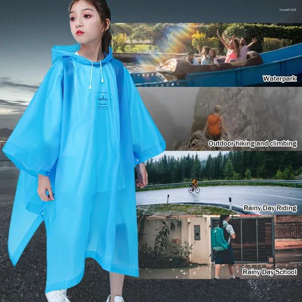 Manteaux imperméables d'extérieur, Ponchos de pluie réutilisables avec capuche à cordon de serrage, manteau épais pour garçons et filles de 6 à 12 ans