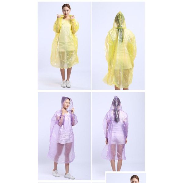 Poncho extérieur Adt Onetime Pe imperméable mode imperméables jetables vêtements de pluie voyage manteau de pluie porter pour voyager à la maison goutte Dh2Mn