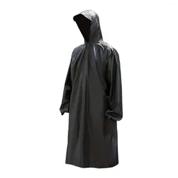 Imperméables Portable léger réutilisable veste réfléchissante à capuche Poncho longueur au genou Camping randonnée adulte Junior vêtements de pluie noir