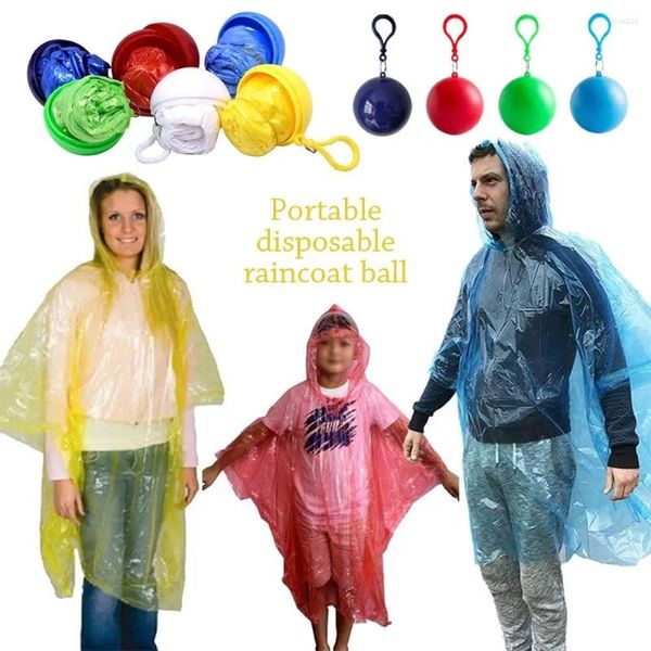 Raincoats Portable Raincoat Disposable Poncho Unisexe Ball Cape Key Ring