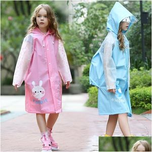 Raincoats Rabbit Girl Raincoat Sac à dos Enfants de pluie Éléphant garçon caricaturé Poncho Poncho Randonnée Cape Drop Livrot Ho Dh8vw