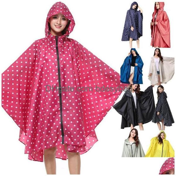 Raincoats Manteau de pluie Femmes Casual Capuche Batwing Manches Travail Bouton Lâche Au-dessus du genou Veste d'extérieur d'été 2022 Drop Livraison Accueil Gard Dhk4R