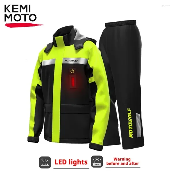 Pantalon de veste de pluie de pluie Pantalon Moto Raincoat Alerte à alerte divisée Capuchon étanche réfléchissant imperméable pour la conduite de motocross à vélo