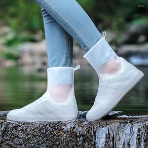 Imperméables pluie couvre-chaussures Silicone jambe haute imperméable antidérapant épaissir résistant à l'usure adulte doux tissu mode Portable