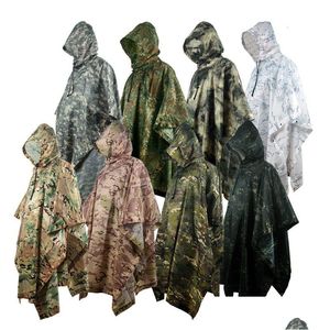 Imperméables Imperméables Camouflage Imperméable Pliant Pour La Randonnée Tactique Portable Poncho Hommes Imperméable Tourisme Packable Rain Jack Dhgarden Dhng0