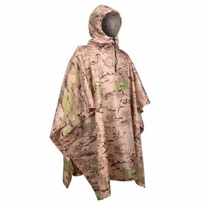 Imperméables Imperméable Tactique Camping Randonnée Chasse Observation Des Oiseaux Costume En Plein Air À Capuche Respirant Vêtements De Pluie Camo Poncho Armée Voyage Rain Gears 230724