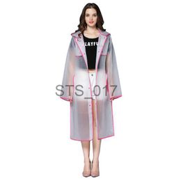 Imperméables mode imperméable en plastique transparent transparent dames femmes imperméable et à capuche avec grande poche pour vêtements de pluie en plein air x0724