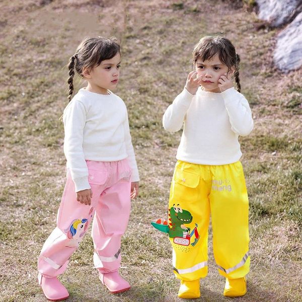 Pantalons imperméables pour filles et garçons, pantalons pour enfants en bas âge, coupe-vent, pantalons de boue, dessin animé dinosaure licorne pour enfants