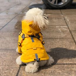 Manteau de pluie imperméable réfléchissant pour chiot et chien, imperméable classique avec harnais pour petits chiens, teckel de Poméranie, imperméable