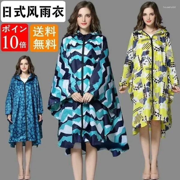 Chubasqueros Poncho de lluvia impermeable y elegante para mujer, impermeable con estampado colorido, capucha y capa con cremallera para mujer