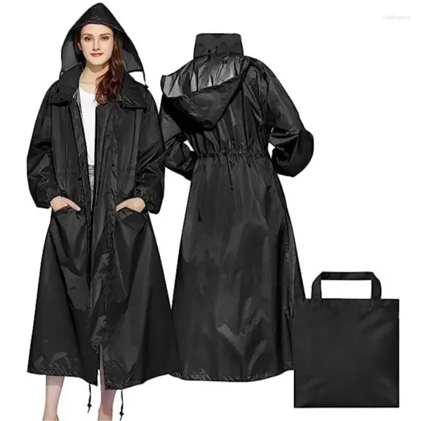 Manteaux de pluie longs pour femmes, imperméable, pliable, coupe-vent à capuche, léger, taille réglable pour l'extérieur