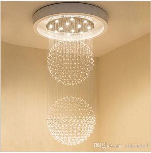 Regendruppel LED Crystal Kroonluchters Trap Hanger Verlichtingsarmaturen K9 Crystal Lamp voor Hotel Villa Woondecoratie
