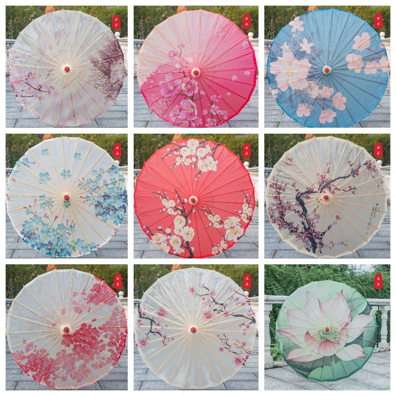 Rainproof Paper UmbrellaS Chinese Traditional Craft Wooden Handle Oil Papers Umbrella Wedding Party Stage Performance Props