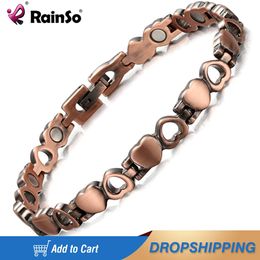 Rainso koperen armbanden voor vrouwen mode magnetische armbanden viking slaaphulpketting keten link gezondheidszorg holte hart sieraden 240423