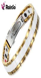 Rainso elegante witte keramische vrouwelijke armbanden armbanden voor vrouwen hologram magnetische therapie dame charm germanium sieraden orb227 j7177292