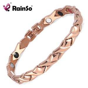 Rainso Lettre en acier inoxydable Hhape Power Energy Health Bracelet 4 en 1 Germanium magnétique sain pour les femmes 211124