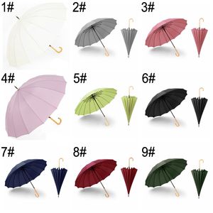 Parapluies semi-automatiques pluvieux et ensoleillés, couleur unie, longue poignée droite, résistant au vent, grand parapluie multicolore pour hommes et femmes, Paraguas Fuertes A Prueba De Viento