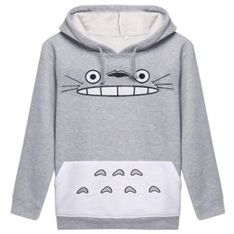 Raisevern Sudadera gruesa 3D Harajuku Dibujos animados Totoro Animal estampado de gato Mujeres Cosplay Traje Sudadera con capucha Primavera Otoño Ropa exterior cot252D