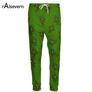 Raisevern Moda 3d Pepe The Frog Joggers Pantalones Hombres / mujeres Pantalones de chándal de dibujos animados divertidos Pantalones Pantalones de cintura elástica Dropship MX190714