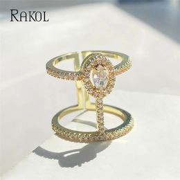 Rakol Brand Taille ajustée Fashion Micro Pave Cubic Zirconia Open Rings for Women Party Bijoux