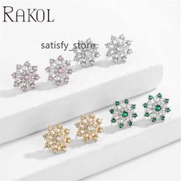 RAKOL EP5603 Nouveau TRENDY TINY TINY 4 COLORFUR ZIRCON MISSANITE S925 SERPLAIS SIRGLE COPPER MORGNES D'OREURS STADS VRAIS