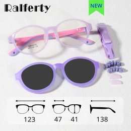 Ralferty 2 en 1 Clip sur lunettes enfants polarisées flexibles enfants soleil Anti rond uv400 lunettes de soleil pour bébé 240226