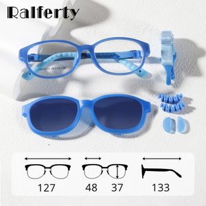 Ralferty Polarise Kids Sunglasses 2 en 1 Clips sur des lunettes UV400 Eyewear Childrens Prescription Optic Myopia Frames Eyeglass 240424