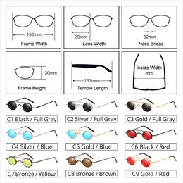 Ralferty gafas de sol steampunk vintage clips de hombres en gafas pequeños tonos retro redondos gafas femeninas oculo gótico