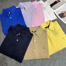 Ralp Laurens Polo Designer Shirt RL Top Quality Quality Luxury Fashion Blouses Warrior Broidered Linet Long Manche à manches Cound Cound Couleur solide Couleur solide et femmes chemises
