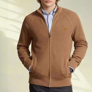 Ralp Laurens Polo Designer Pulls Rl Top Quality Automne / hiver Little Horse Logo Mens Cardigan Full Zipper Palle de cou debout à manches longues Pull en tricot épais