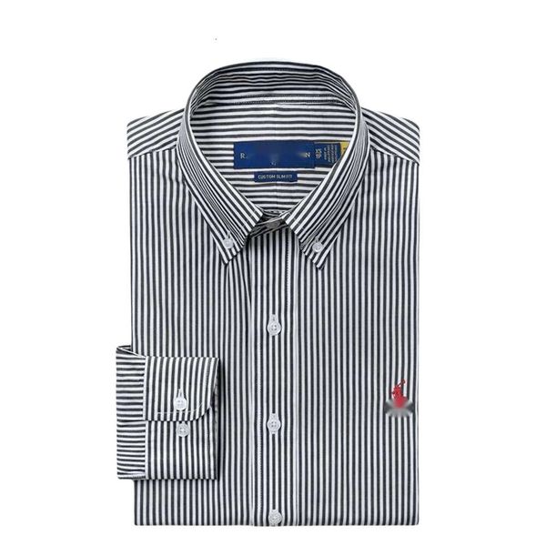 Ralp Laurens Polo Designer RL Luxury Fashion Mens Casual Shirts Casual Loose Striped Spring à manches longues Pony à manches longues