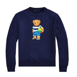 Ralph nieuwe stijl laurens hoodies print man losse ronde nek pluche long-mouwen pullover polos shirt t-shirt cartoon beer maglione m49n