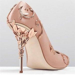 RALPH RUSSO ROSSO GOUD Comfortabele ontwerper Wedding Bridal Shoes Fashion Women Eden Heel Shoes For Brides Evening Party Prom Shoes312u