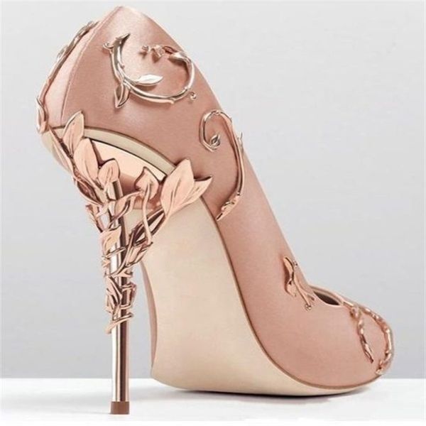 Ralph Russo Rose Gold Confortant Designer Mariage de mariage Chaussures Bridal Fashion Femmes Eden Heels Chaussures pour les mariées Soirée Prom Prom Shoes254R