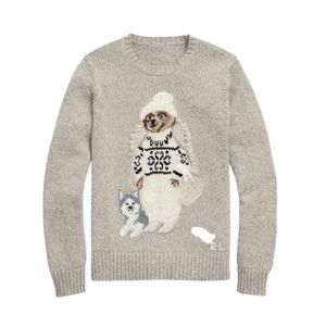 Ralphs Designer Sweater Laurens Original Quality Mujer Little Bear Sweater Otoño/Invierno Red Red Bear Knit Top Clásico Cuello Redondo