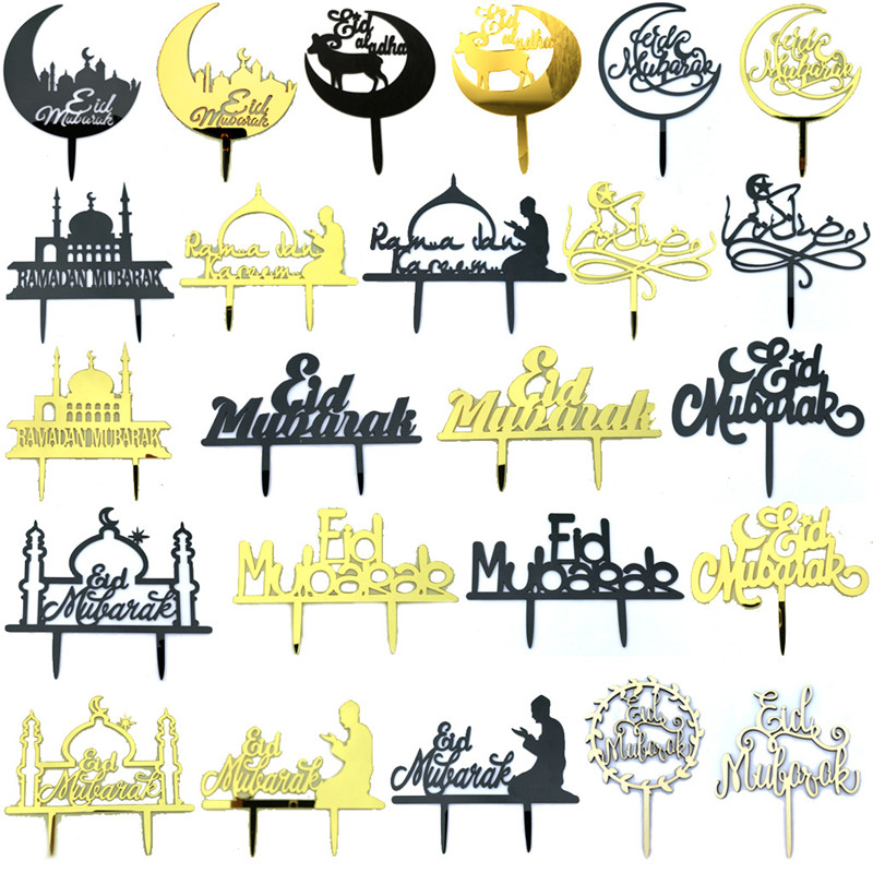 Ramadan Ferramentas do Bolo Eid Mubarak Muslim Muçulmano Islam Party Cupcake Inserindo Cartão Lasser Bairam Acrílico Sobremer Topper